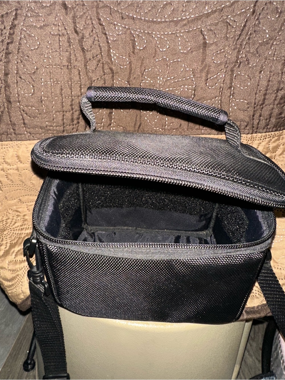 Black Men's Compact Camera/Accessory Bag with Top Handle